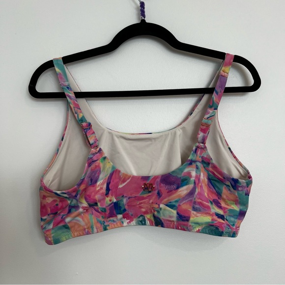 YITTY x Fabletics Shaping Swim Square Neck Bikini Top Bubble Gum Neon Geo XL - Picture 14 of 14